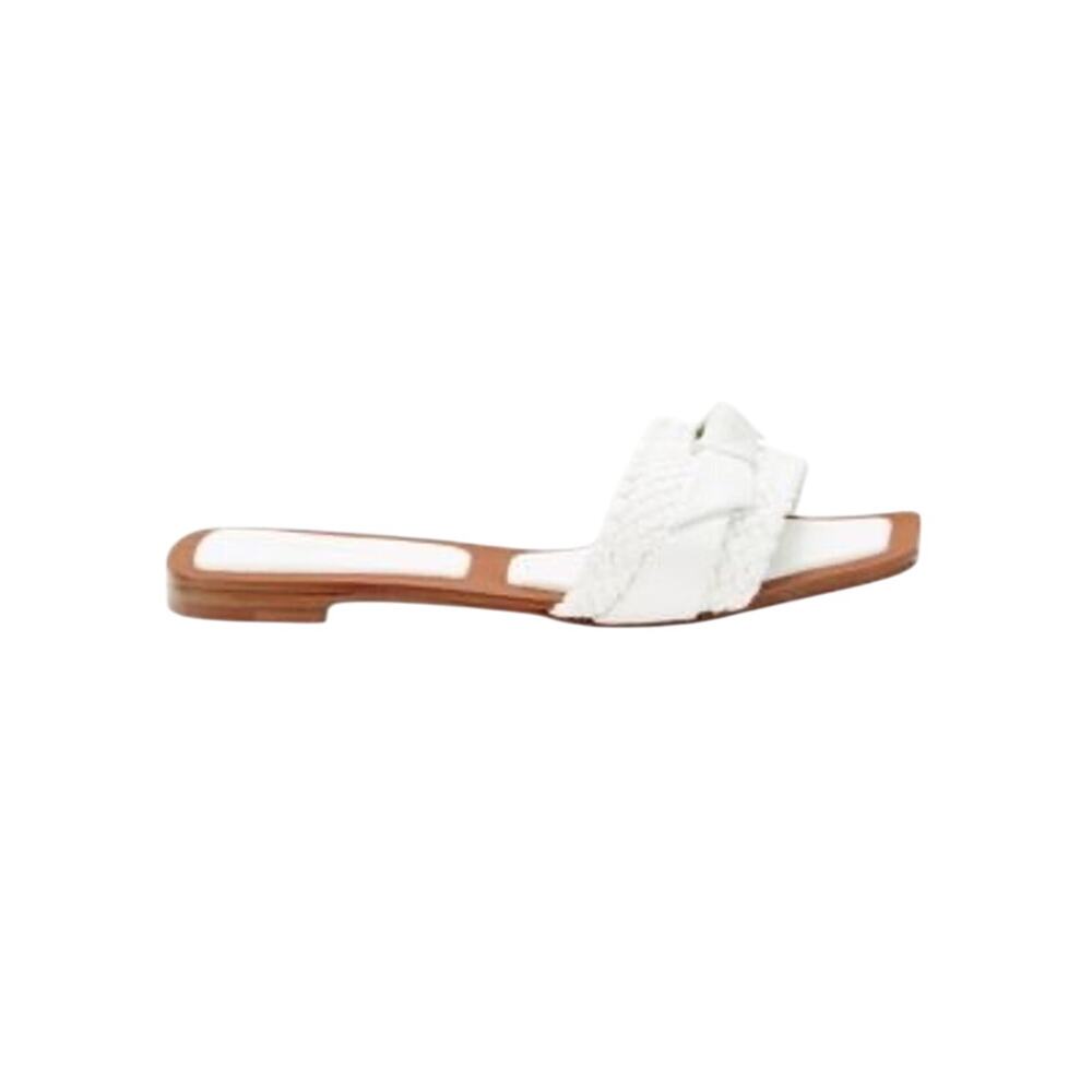 Alexandre Birman NIB Clarita Woven Leather Flat Sandals in White Size 39.5